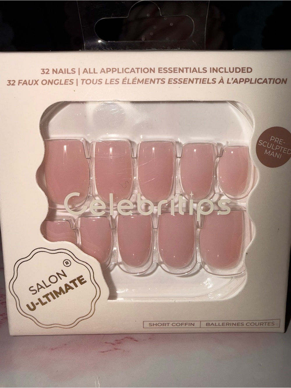 Celebritips Short Coffin Press-On Nails in Soft Pink